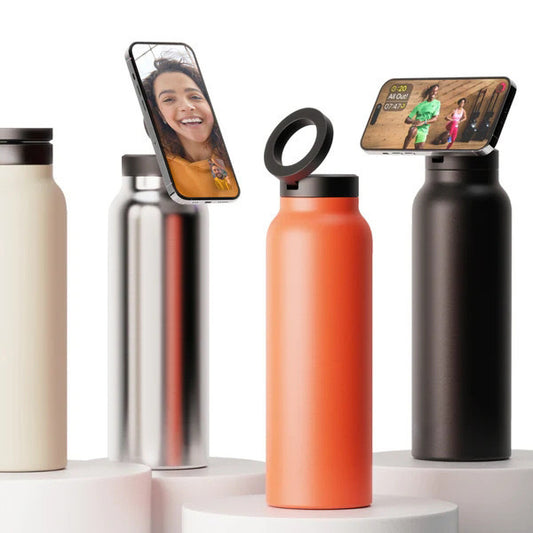 Magnetic Suction Phone Holder Water Bottle